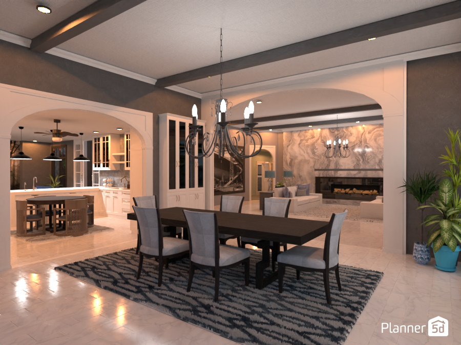 clean white donning / kitchen / living view #9074101 by Damir