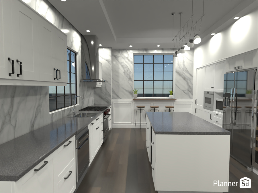 marble white kitchen #9127080 by Michel