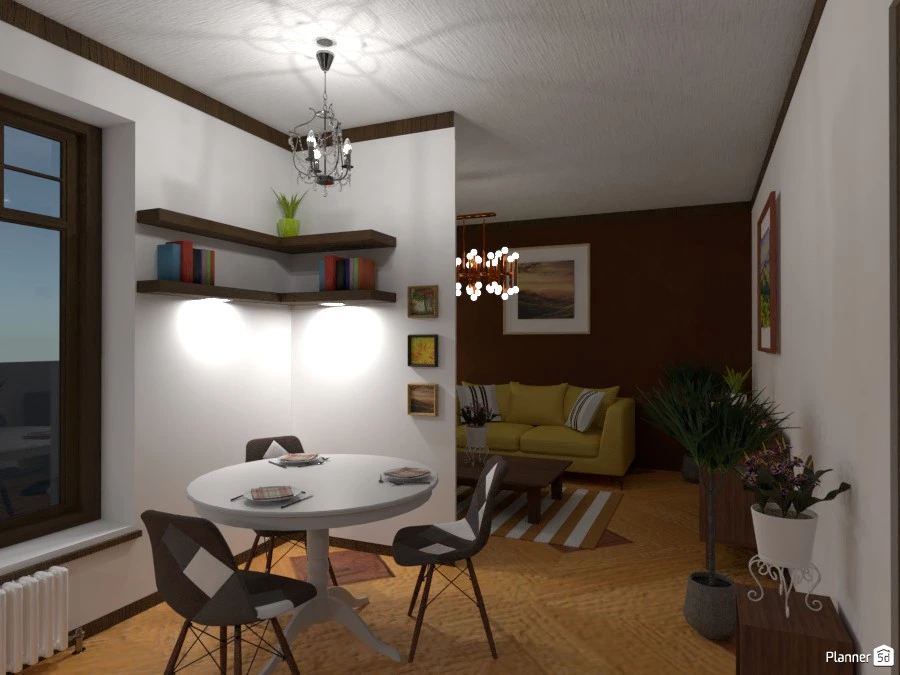 Kitchen and living room in the old town ... brown and white #3024620 by Gabes