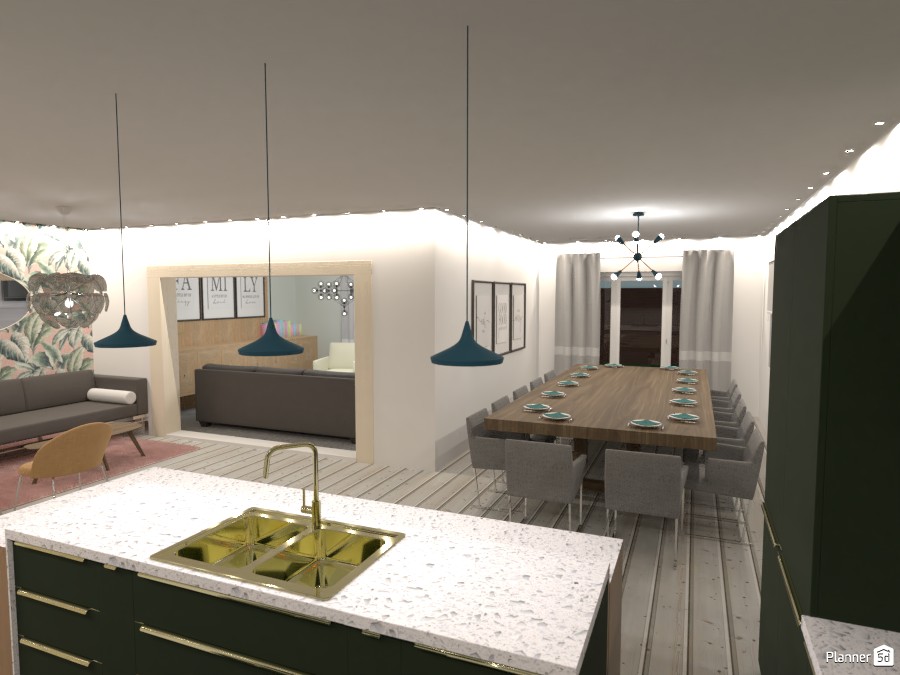 open plan kitchen, dining and family area #4382866 by Mia