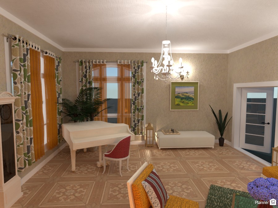 living room with piano #3580581 by Didi