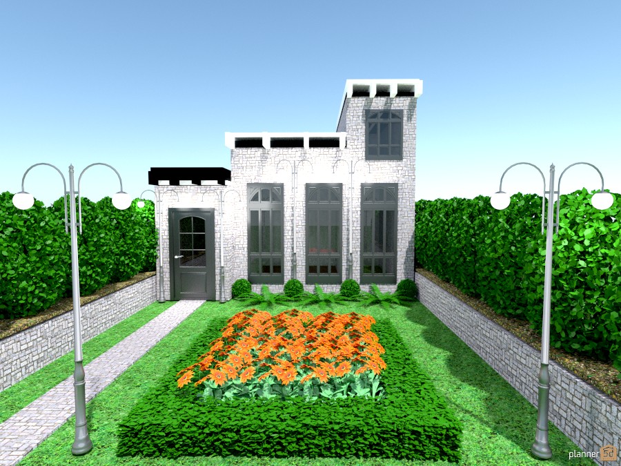 gray brick house n rock walls n trees #889435 by Joy Suiter