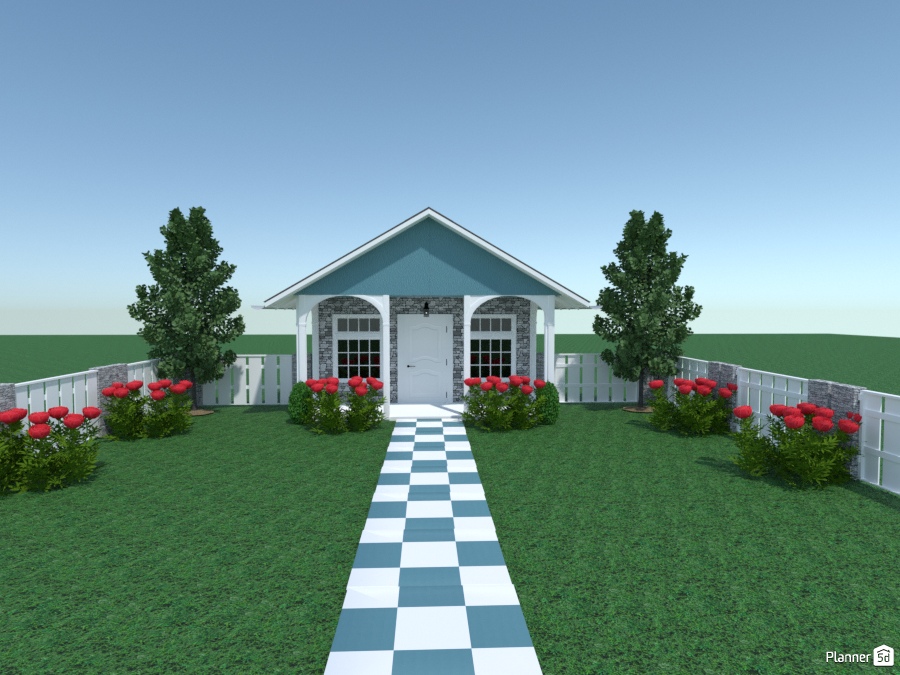 tiny cottage n checkered path #2034844 by Joy Suiter