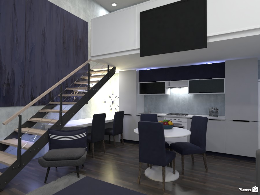 Living room, kitchen, office design.  Render 1 3684218 by Doggy image