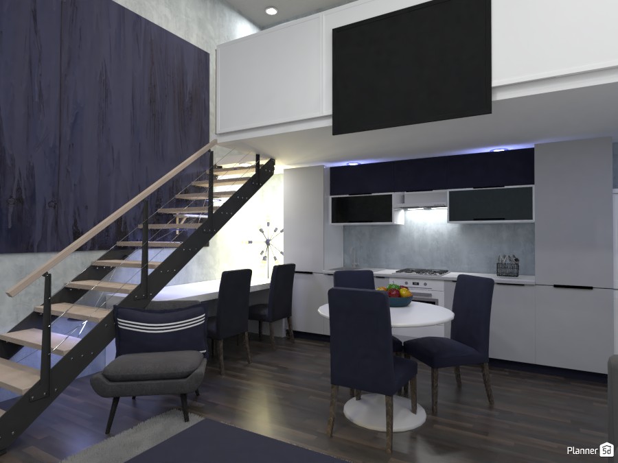 Living room, kitchen, office design. Render 1 #3684218 by Doggy