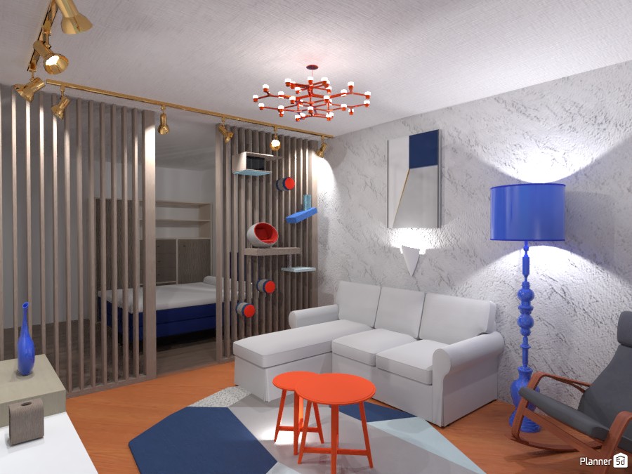 Постмодернисткий интерьер с акцентом на синий и терракотовый #4291493 by Хельга