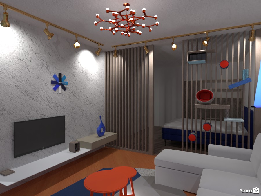 Постмодернисткий интерьер с акцентом на синий и терракотовый #4291504 by Хельга