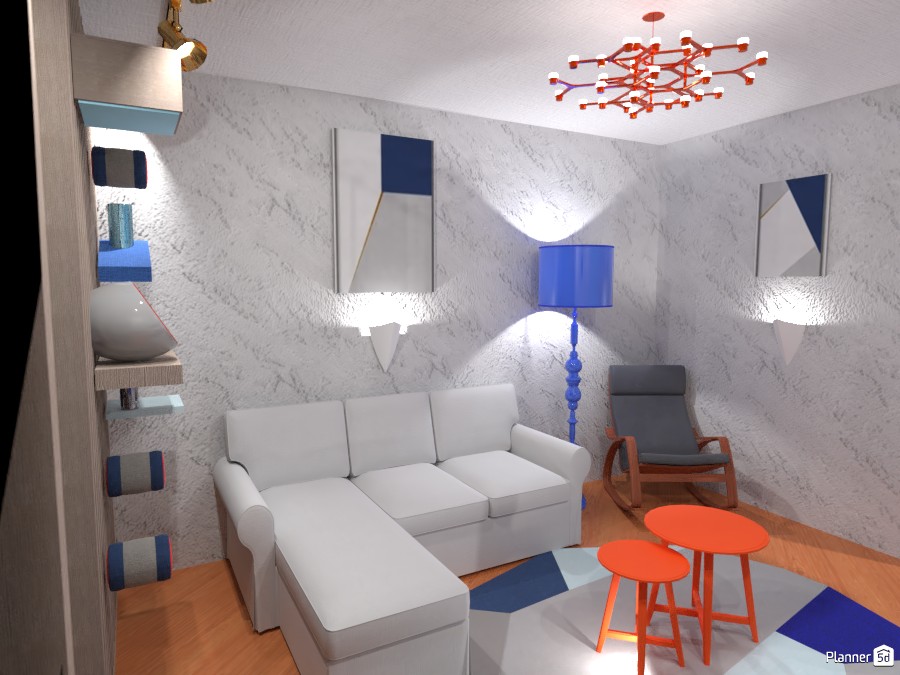 Постмодернисткий интерьер с акцентом на синий и терракотовый #4291510 by Хельга