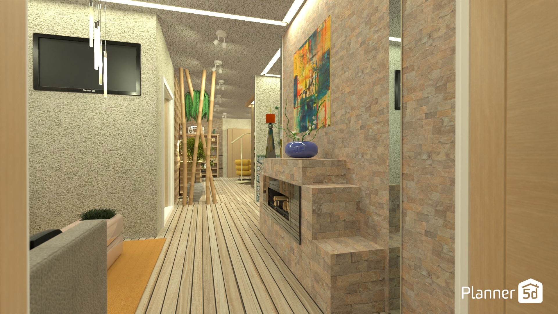 CHIMENEA EN CASA CON ESPACIOS ABIERTOS #26225484 by Yolanda Infante Garrido