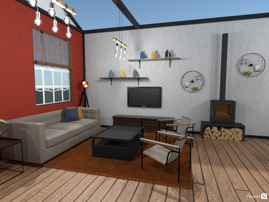 Kontest: wood, concrete and metal: living room #3556373 by Elena Z