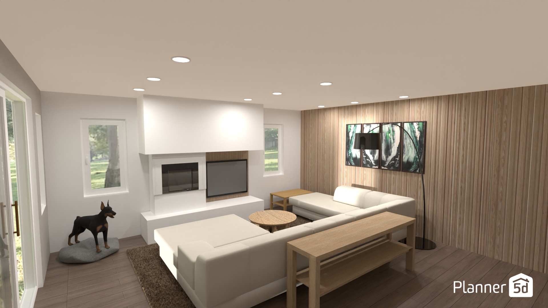 Living Room, Walnut Wood Panel copy #23494966 by Anonymous