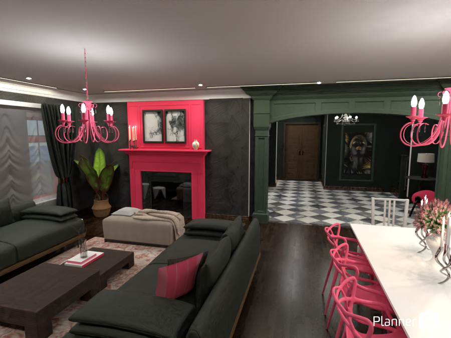 pink house living room #10505868 by Michel