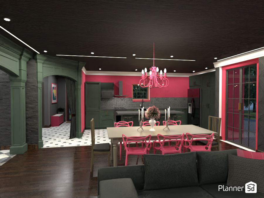 artsy pink dining and kitchen #10526184 by Michel
