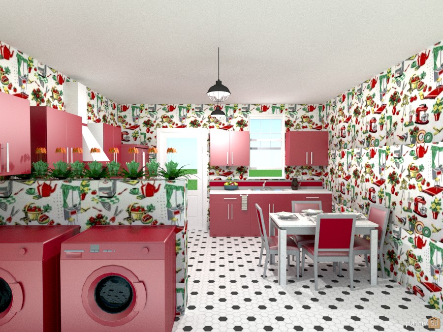 50's red kitchen #1001591 by Joy Suiter