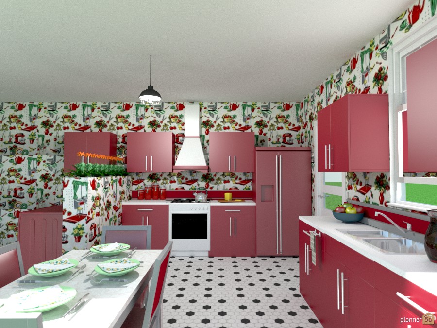 50's red kitchen #1002049 by Joy Suiter