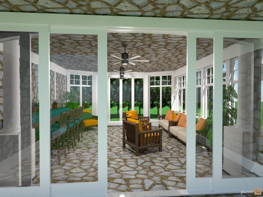 stone terrace w/sliding door #888267 by Joy Suiter