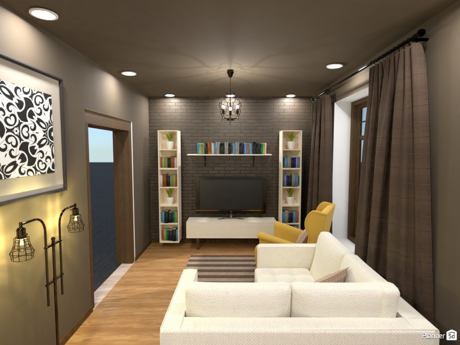 Brown and white living room 2 #3713995 by Rita