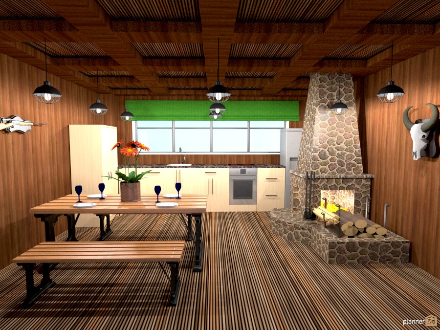 cabin w/fireplace #891906 by Joy Suiter