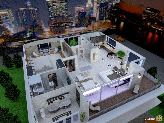 Penhouse - Free Online Design | 3D Apartment Floor Plans by Planner 5D