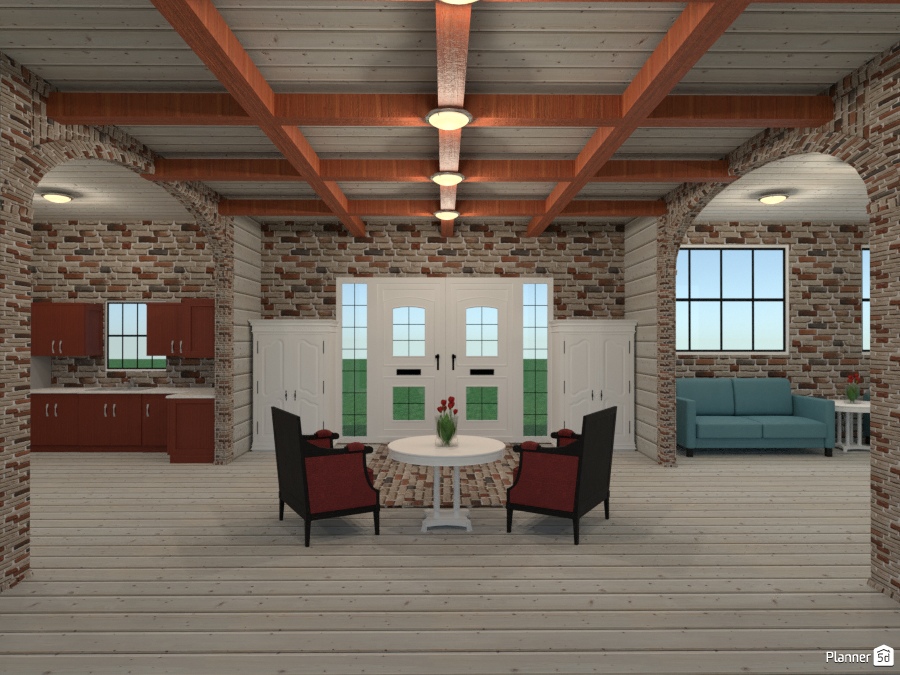 red brick entryway n beamed ceilling #2050708 by Joy Suiter