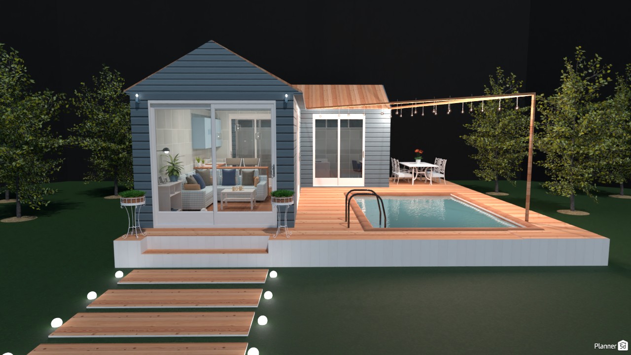 Casa en azul y blanco. (1er. ángulo) #4265111 by Hall Pat