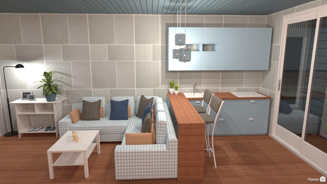 Casa en azul y blanco. (2do. ángulo) #4265120 by Hall Pat