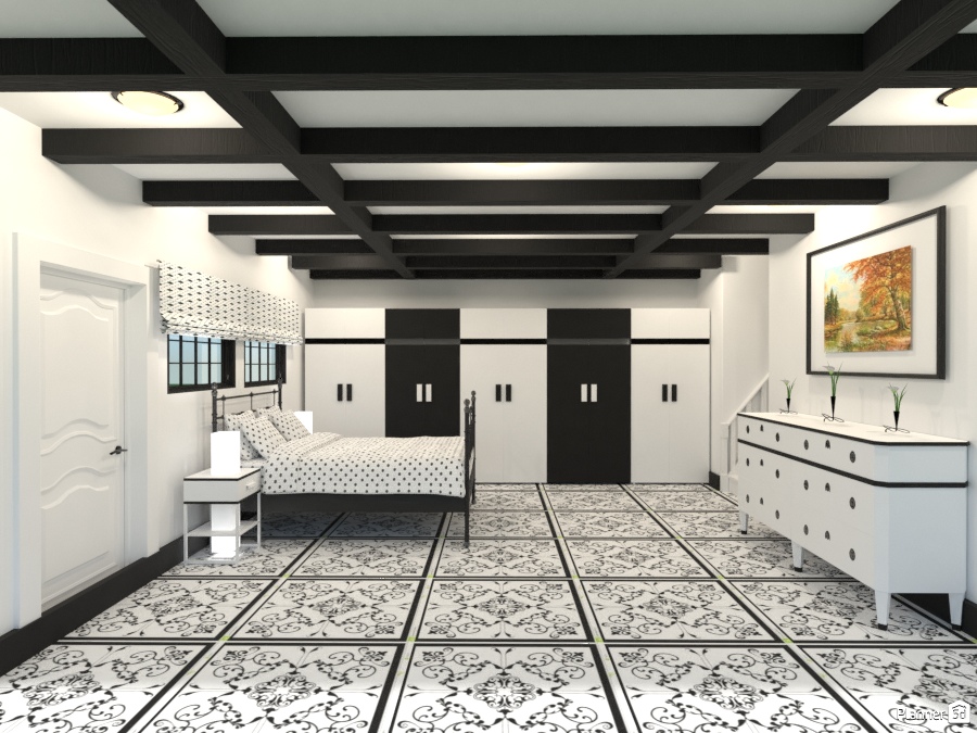black n white br with beamed ceiling 2231016 by Joy Suiter image