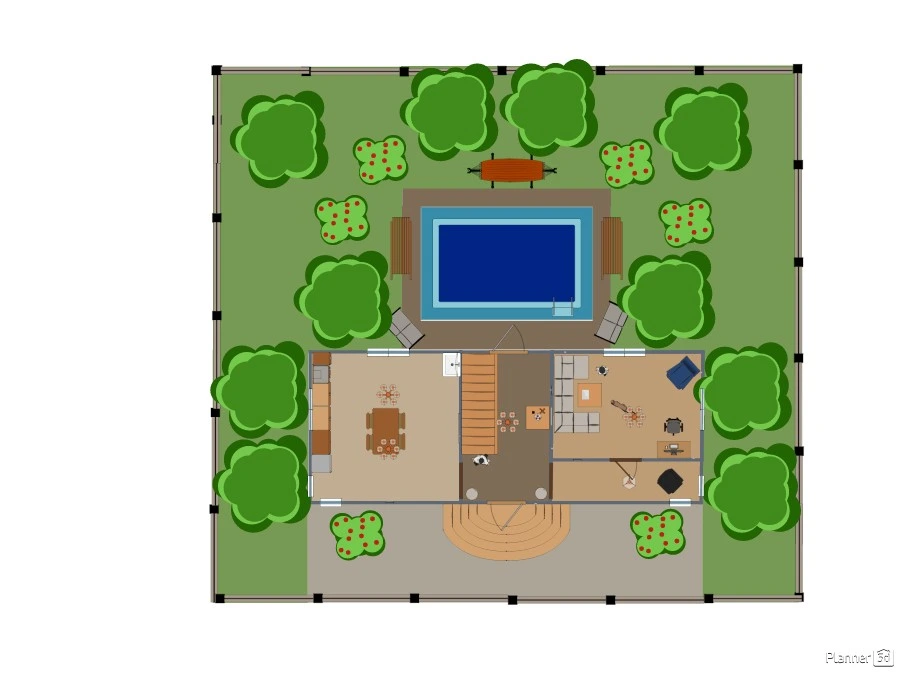 Дом с бассейном - Free Online Design | 3D Floor Plans by Planner 5D