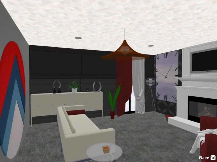 Living room with dark walls and bright furnitures #3067220 by ABs Design Space