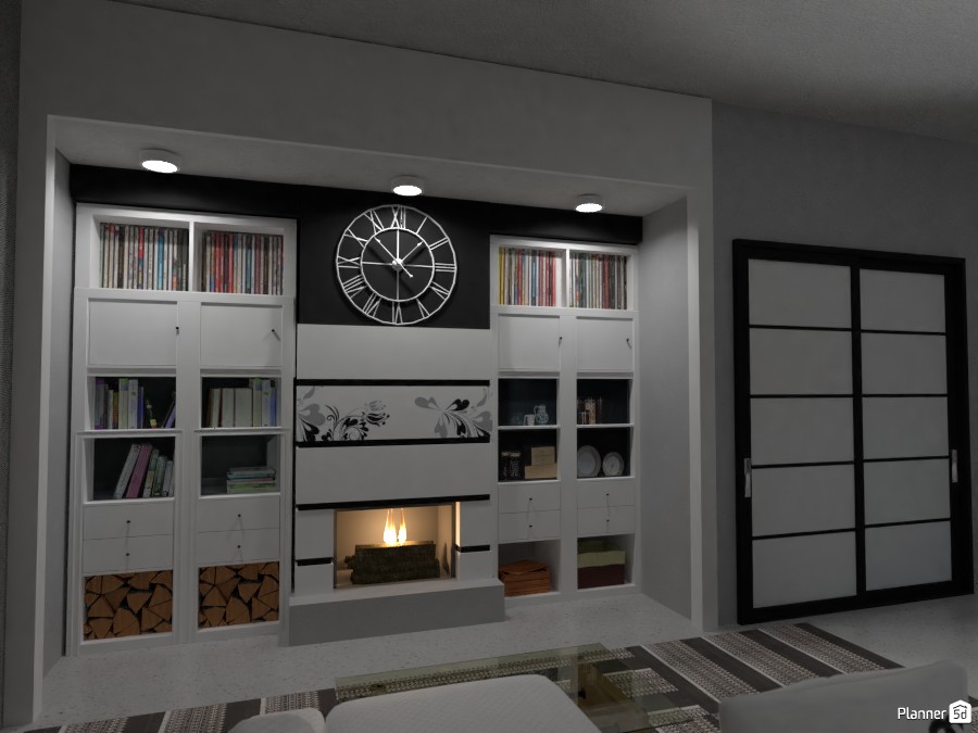 Modern library with Fireplace #3080699 by Fede Lars