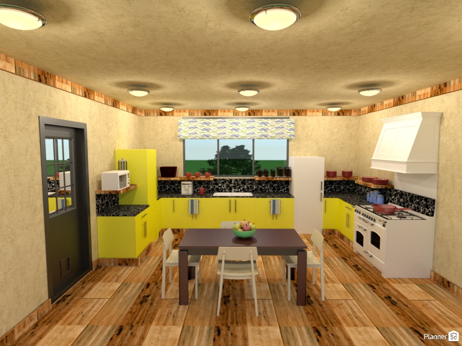 yellow cabinets n wood trim #1821624 by Joy Suiter