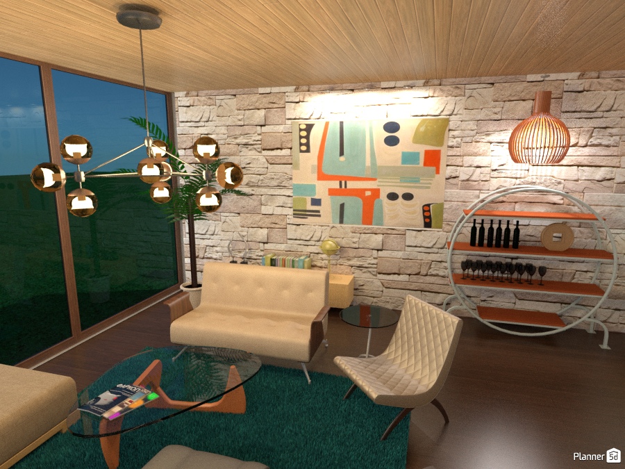 Mid-Century meets Rustic in this Modern Living Room 1454151 by Pisces Rising Design image