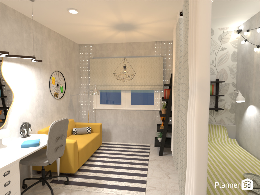 Teenager room - grey with yellow accents #7625670 by Born to be Wild