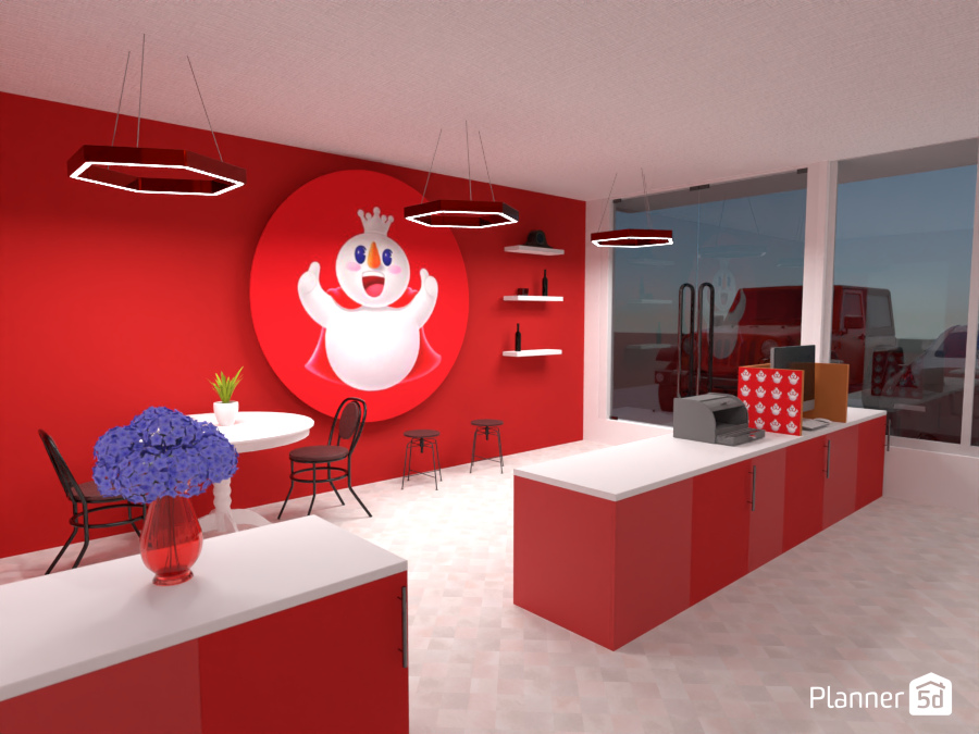 Small size ice cream shop interior 3D design ideas