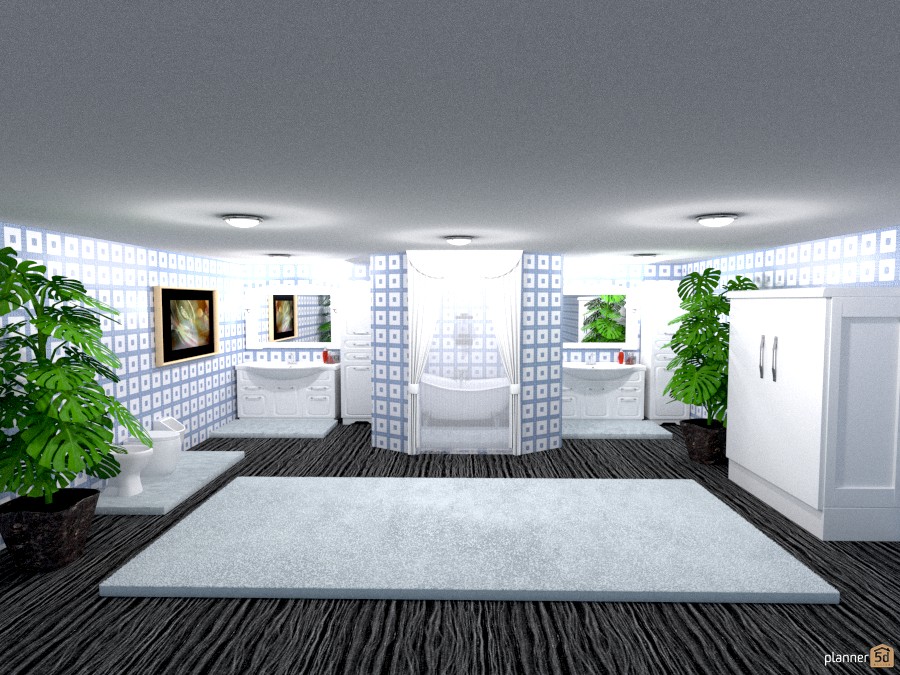 blue and white tile bathroom #806573 by Joy Suiter