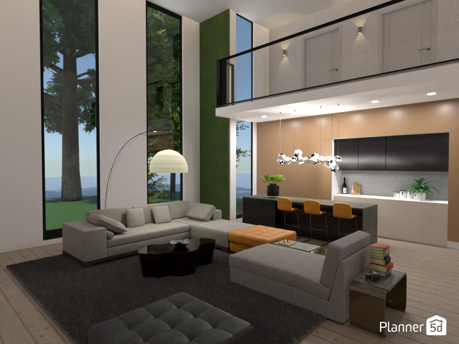 Open plan kitchen and living room #8727809 by Rush Pinn