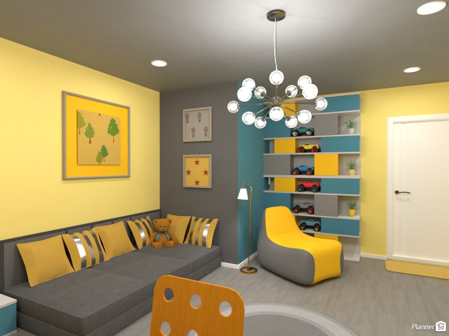 Gray and yellow bedroom 3867553 by Rita image