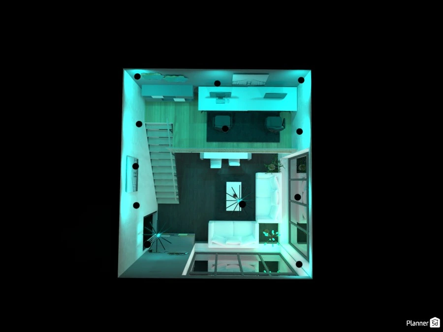 gray/white kichten with living room,dining table,living room, and a work place! #82879 Por Huzaifah Al-Quraishi