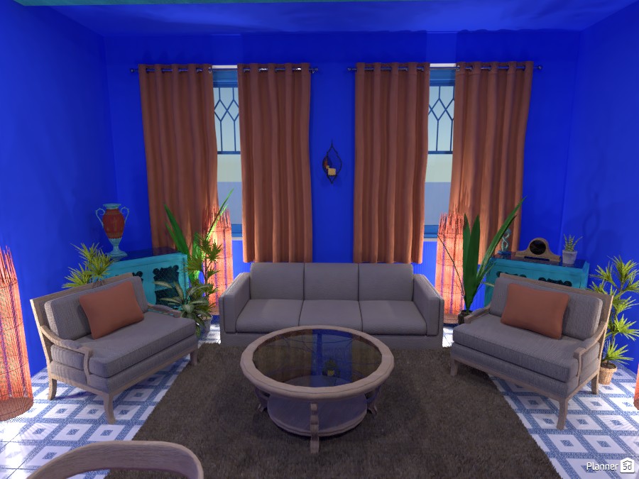 Moroccan style Living room with kitchen and dinning room #3796906 by Ana G