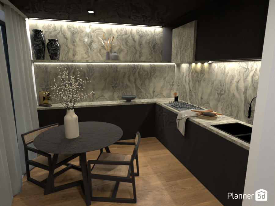 Apartment Kitchen with Stained Marble #10915840 by Ana G