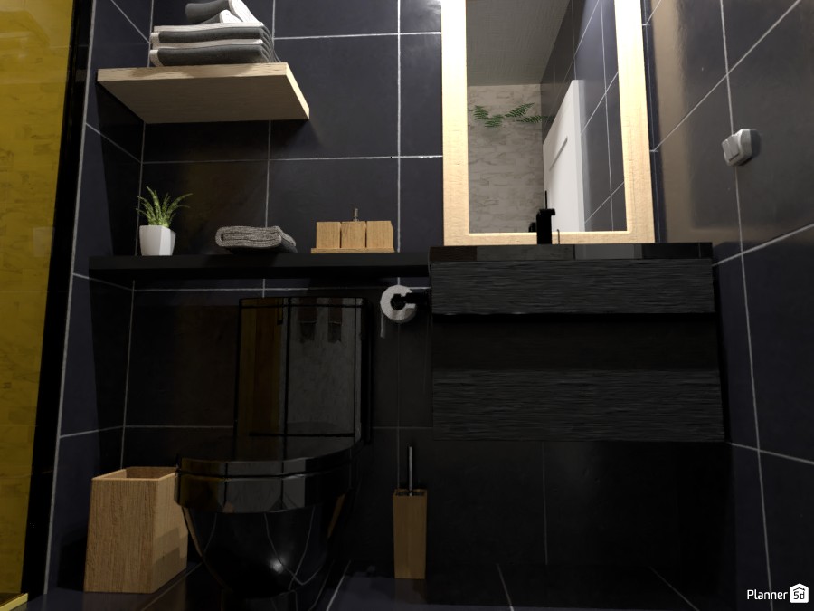 Banheiro Preto com madeira #5477945 by Leonardo Santos