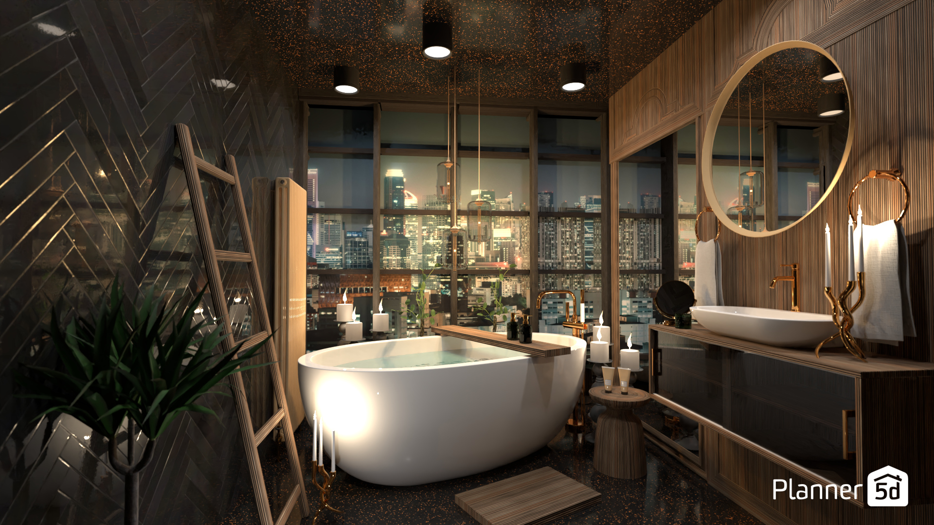 Upscale High Rise Bathroom In The City #19739076 by LLGrassy