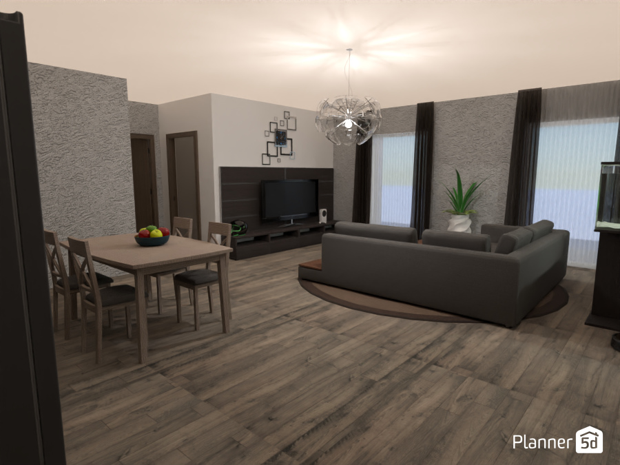 Living room + kitchen in an apartment #14068399 by Besi Mirzzo