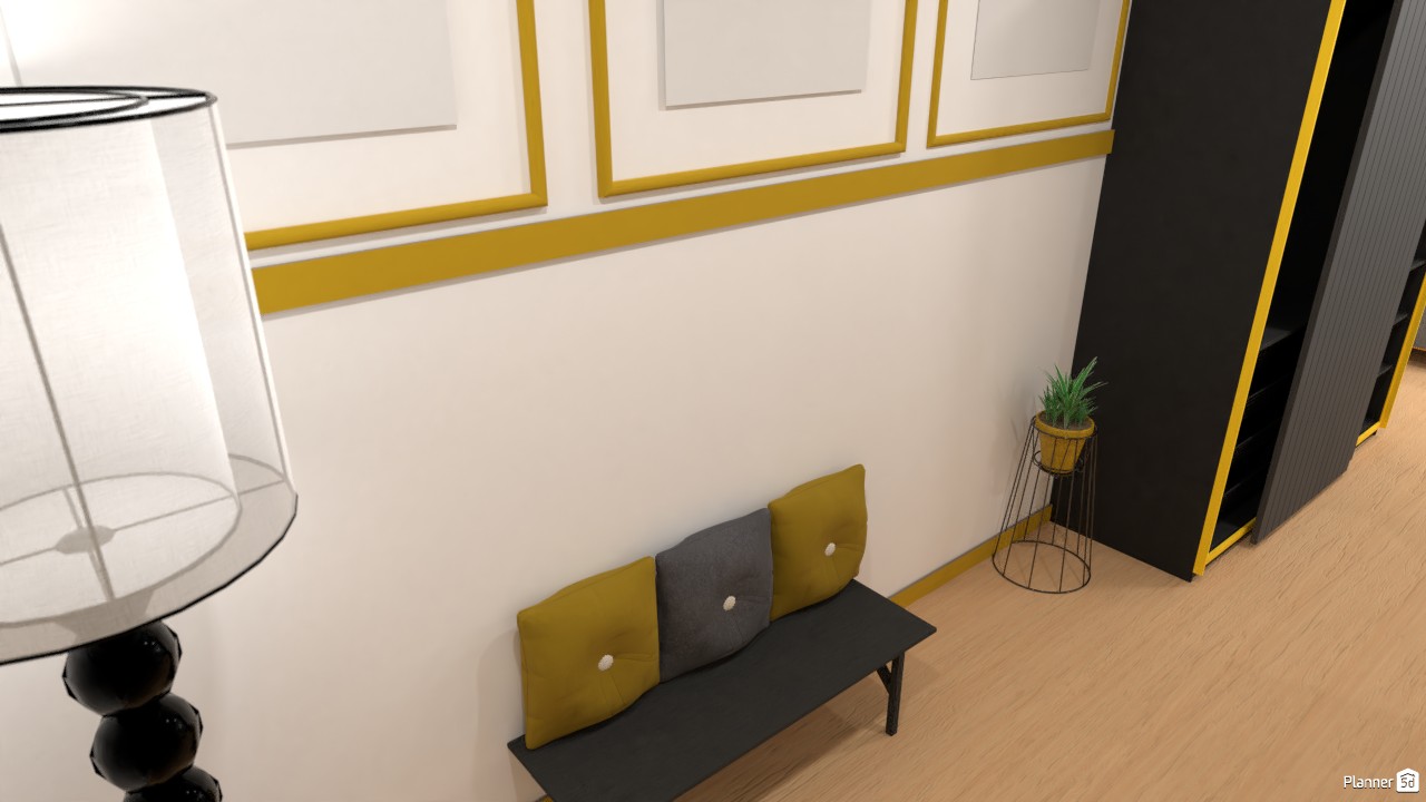 Habitación en color oro, blanco y negro sencilla. #3635543 by Hall Pat