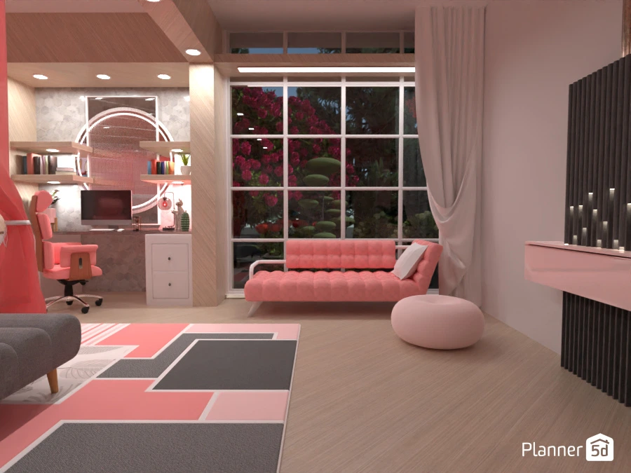 Pink and White Bedroom with Grey Accents 122355 by DaWutIsReal image