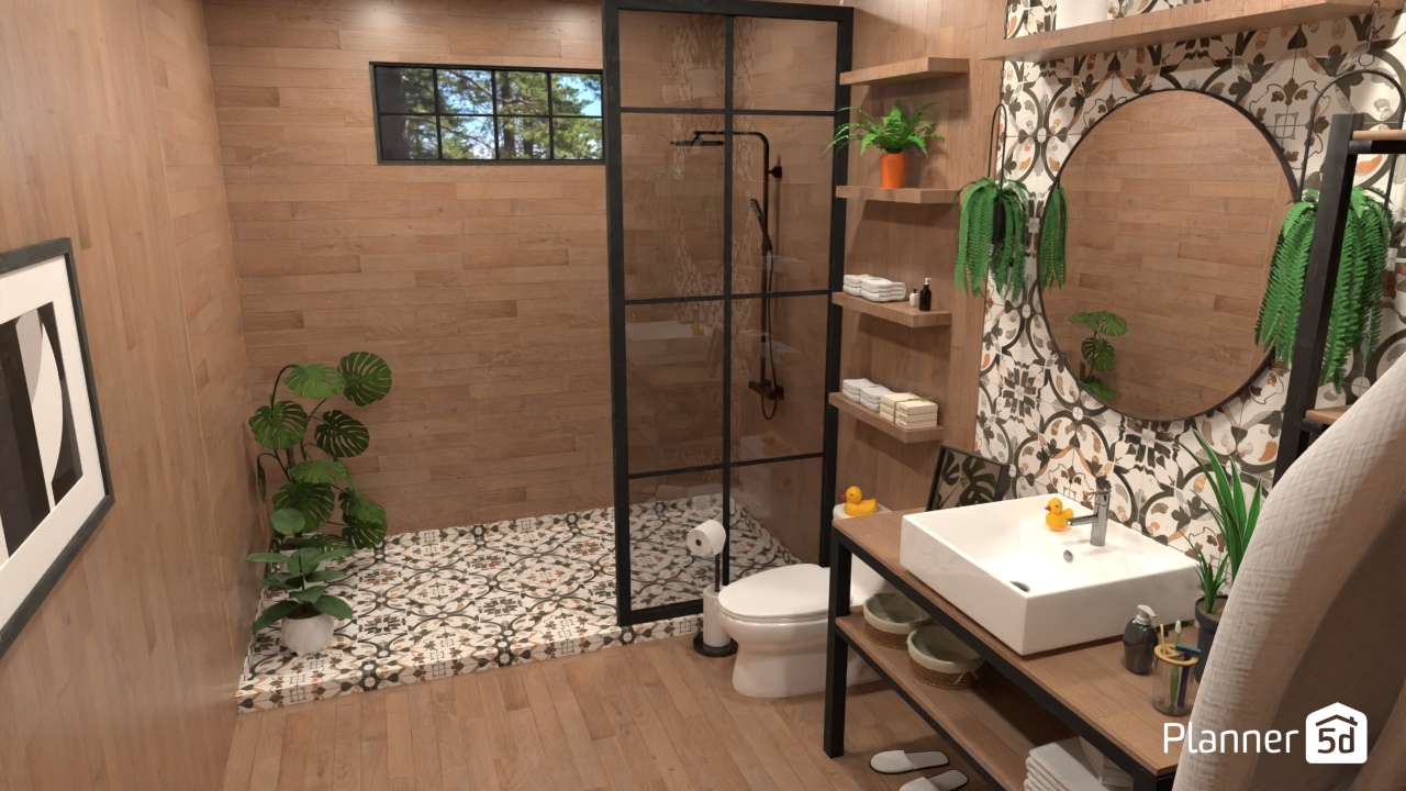 Modern and natural wooden bathroom #34892442 by signal 25