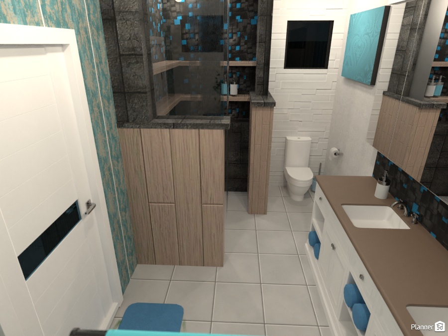 spacious ensuite with blue #2011706 by Wilson