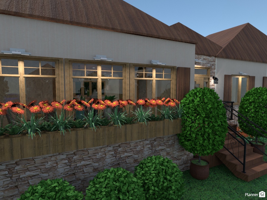 Planter boxes near front entryway of model home #2071478 by Jason Chandler Grimes