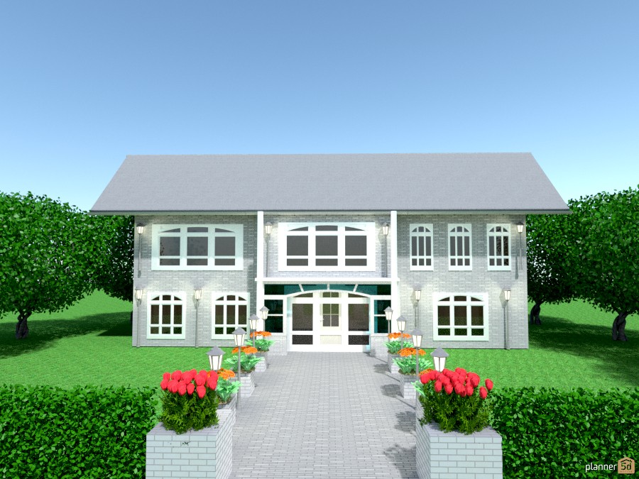 gray brick walkway and large home #890844 by Joy Suiter