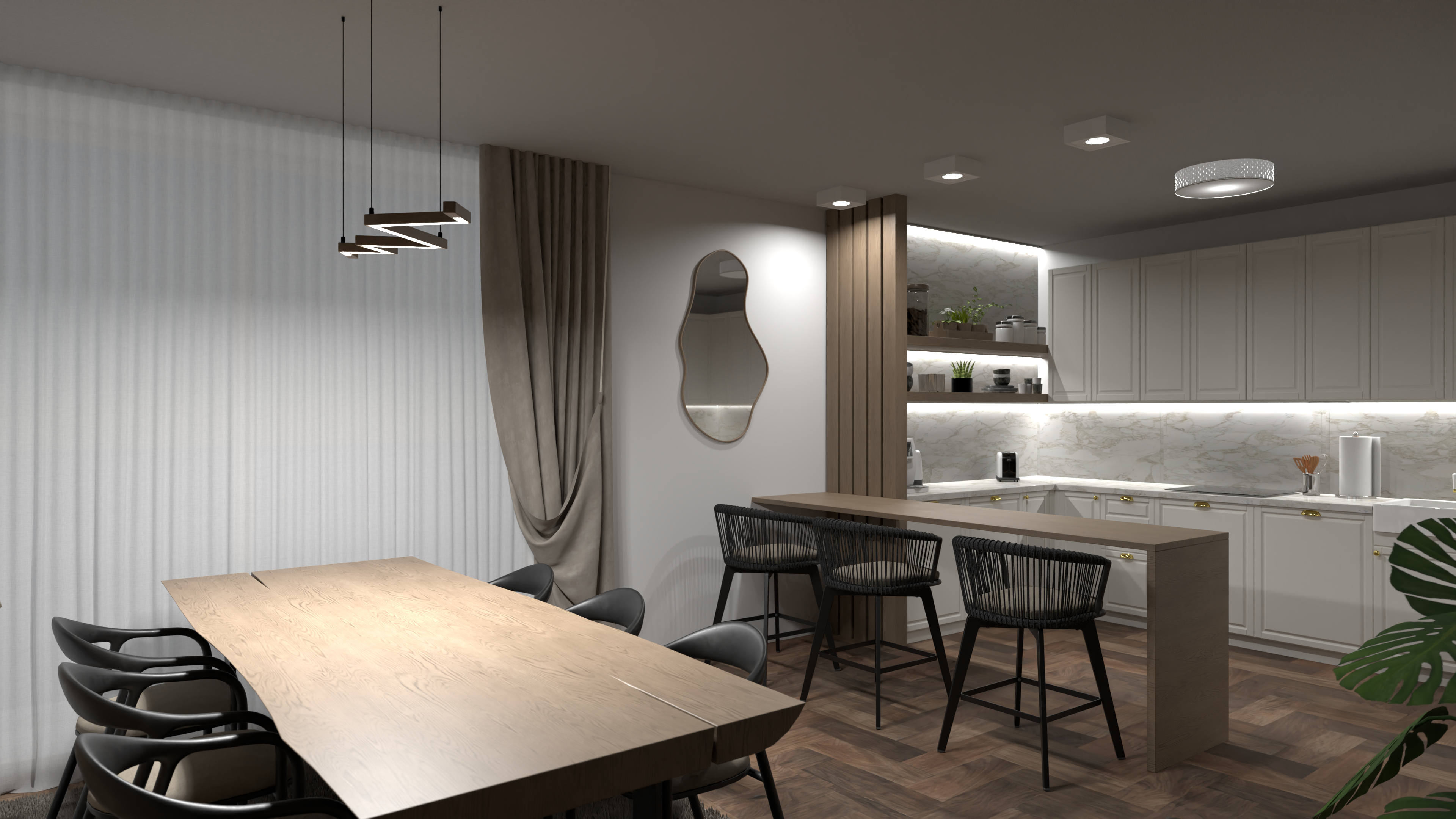Kitchen and dining zone #14247255 Por Gabriele Zablockyte